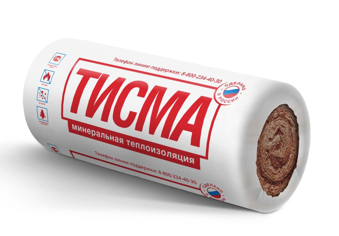 Утеплитель минеральная вата ТИСМА TR043 50*1200*8300 (2 мата, 1м3; 19.9м2)
