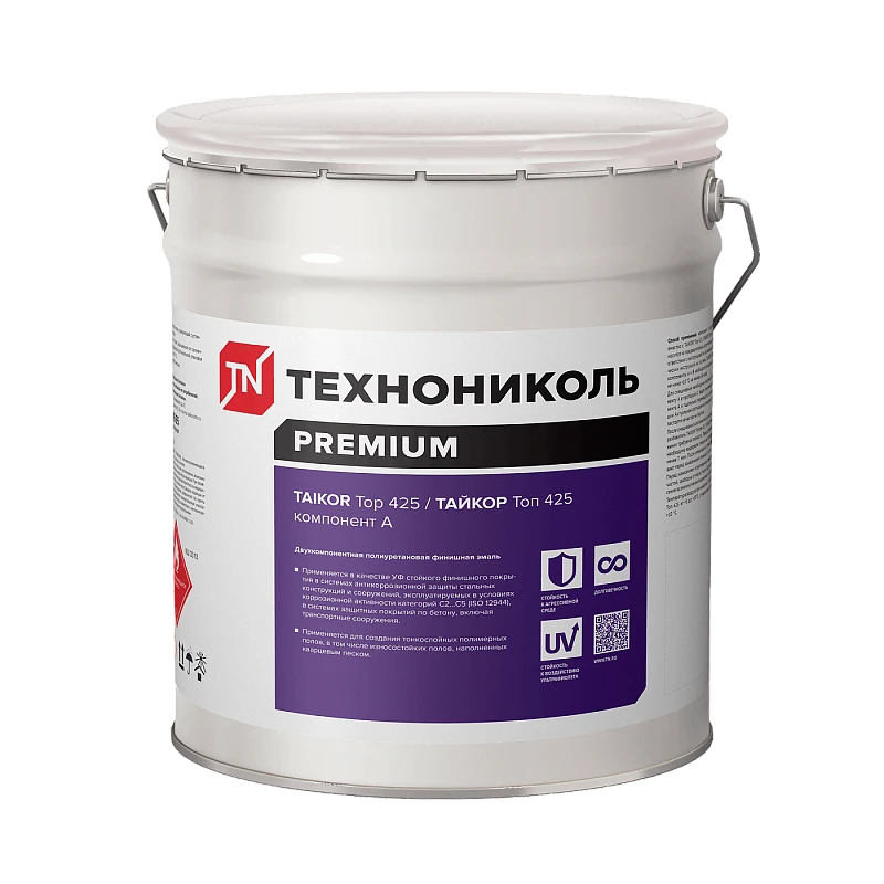TAIKOR Top 425. Двухкомпонентная светостойкая полиуретановая эмаль. RAL7040. Компонент А (20 кг) купить во Владивостоке