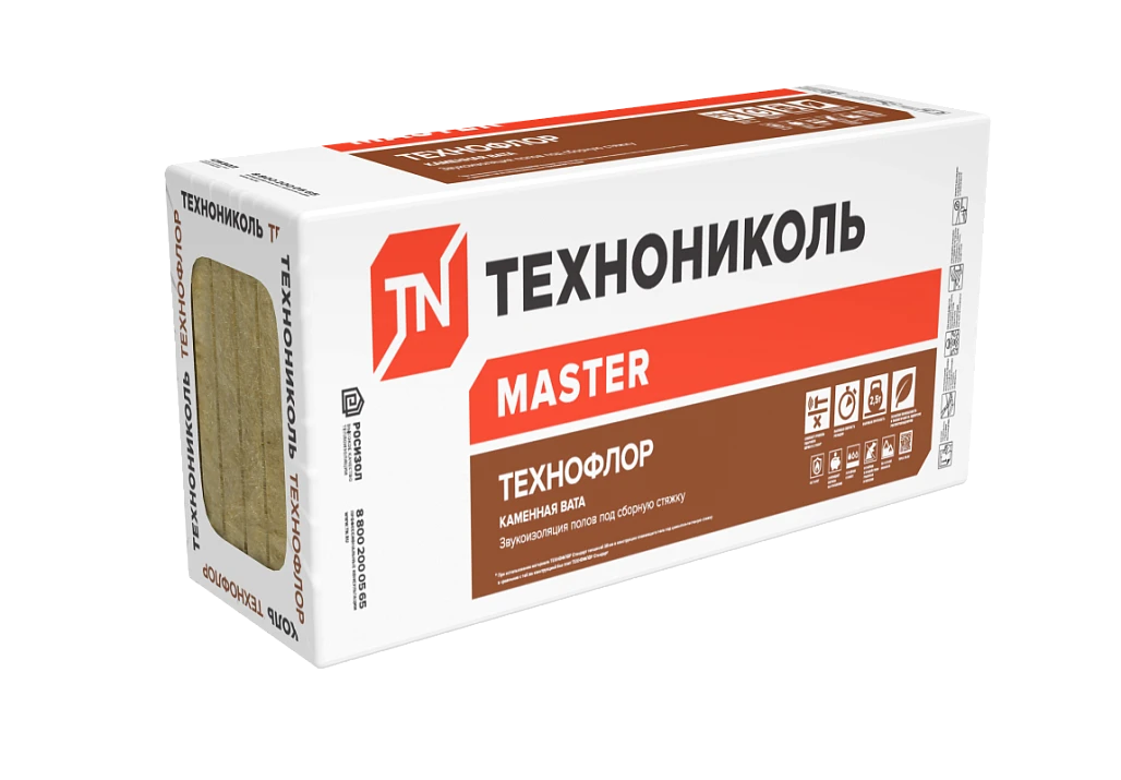 Звукоизоляция ТехноНиколь каменная вата ТЕХНОФЛОР СТАНДАРТ 1200*600*50 (6 плит) купить во Владивостоке